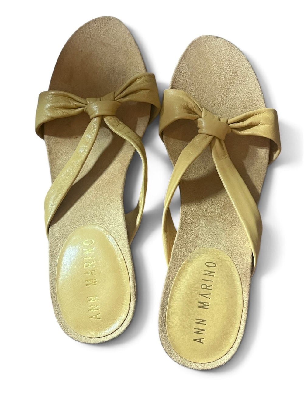 Ann Marino Pale Yellow Knotted Slide Sandals